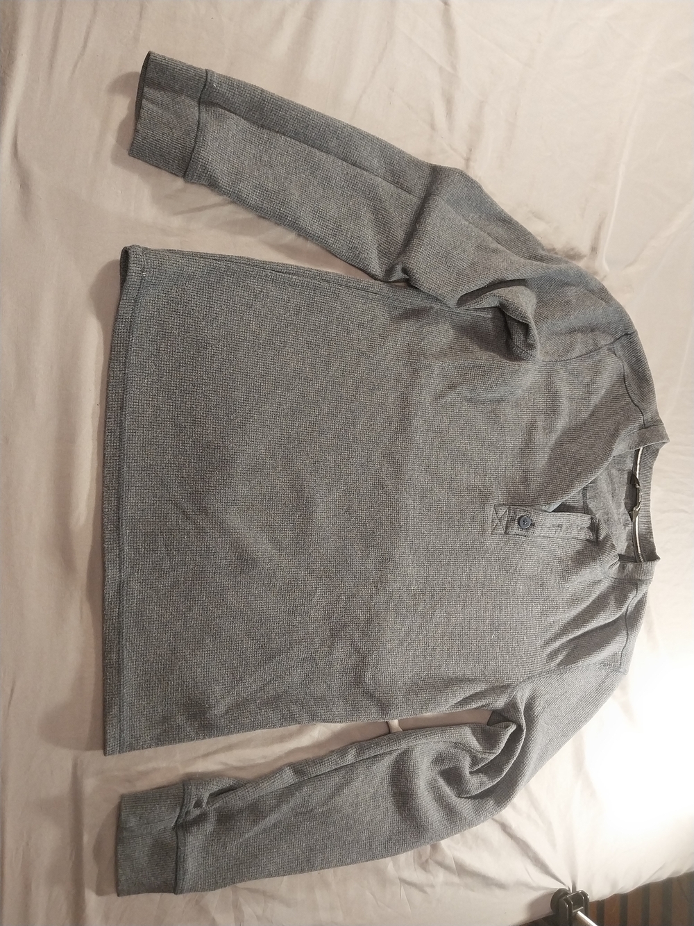 Thermal Henley Long Sleeve Shirt Small Heather Grey Small #329
